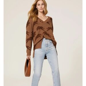 Show Me Your MuMu Leopard Print V-Neck Sweater - Brown
